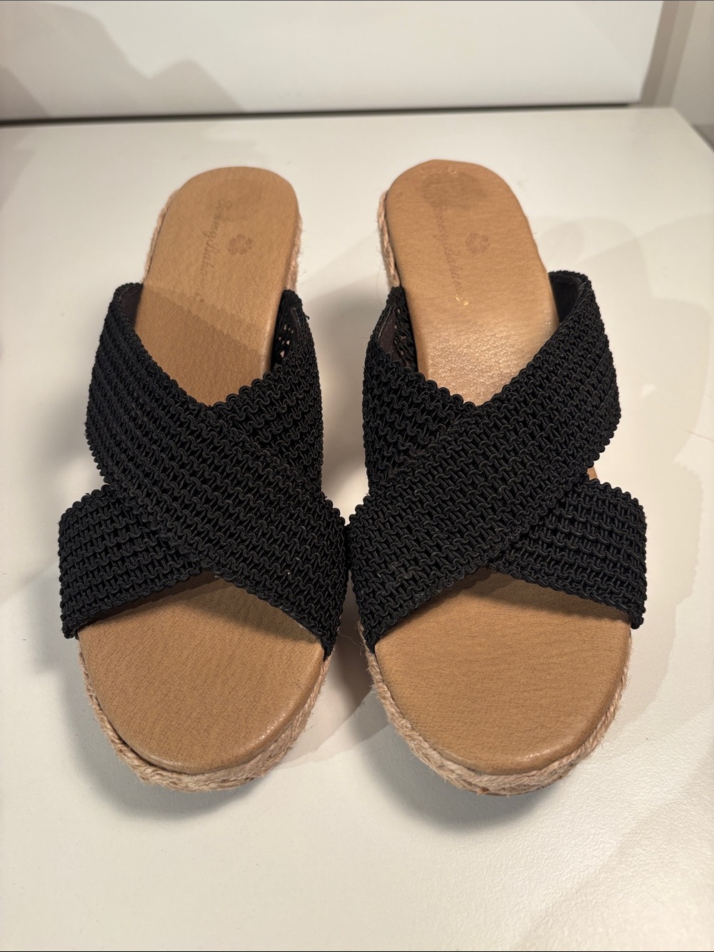 Tommy Bahama Black Woven Cross-Band Espadrille Slide